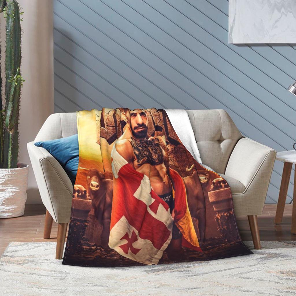 Ilia Topuria Wrestling Wrestler Blanket Multiple Sizes Warm Cozy Fluffy  Throw Blankets for Couch Sofa and Bed
