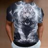 Streetwear Men's Casual T-shirt 3D Digital Printed Tiger Pattern Round Neck Short Sleeved Loose Summer Top Men's T-shirt