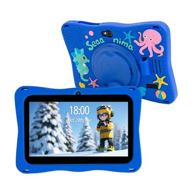 Новый детский планшет 2025 года 7 дюймов Система Android 13 64 ГБ WiFi Bluetooth Двойная камера Установлено образовательное ПО с защитным чехлом