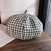 Color Clashing Grid Artistic Vintage Beret Hat Geometric Elements Spring Women