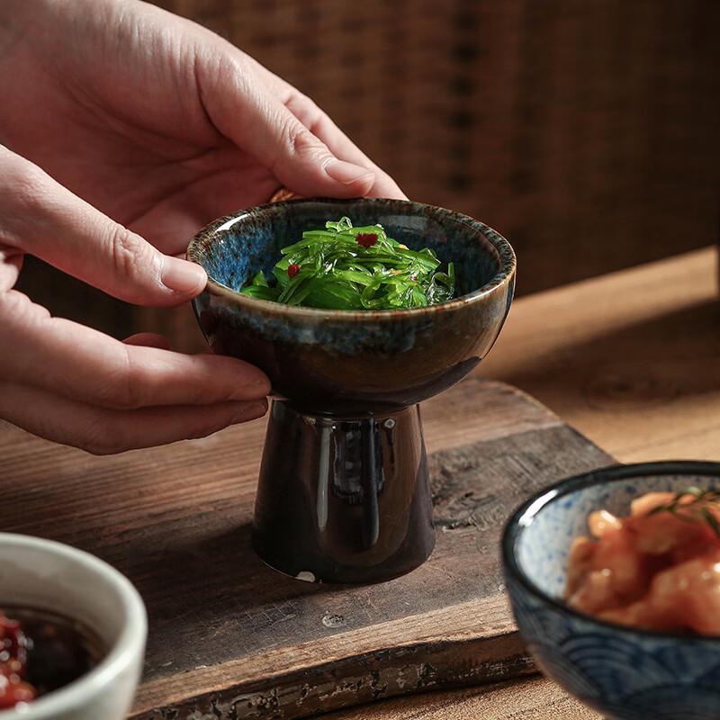 Ruhan Japanese Ceramic High-Foot Dessert & Appetizer Bowls, Set of 2