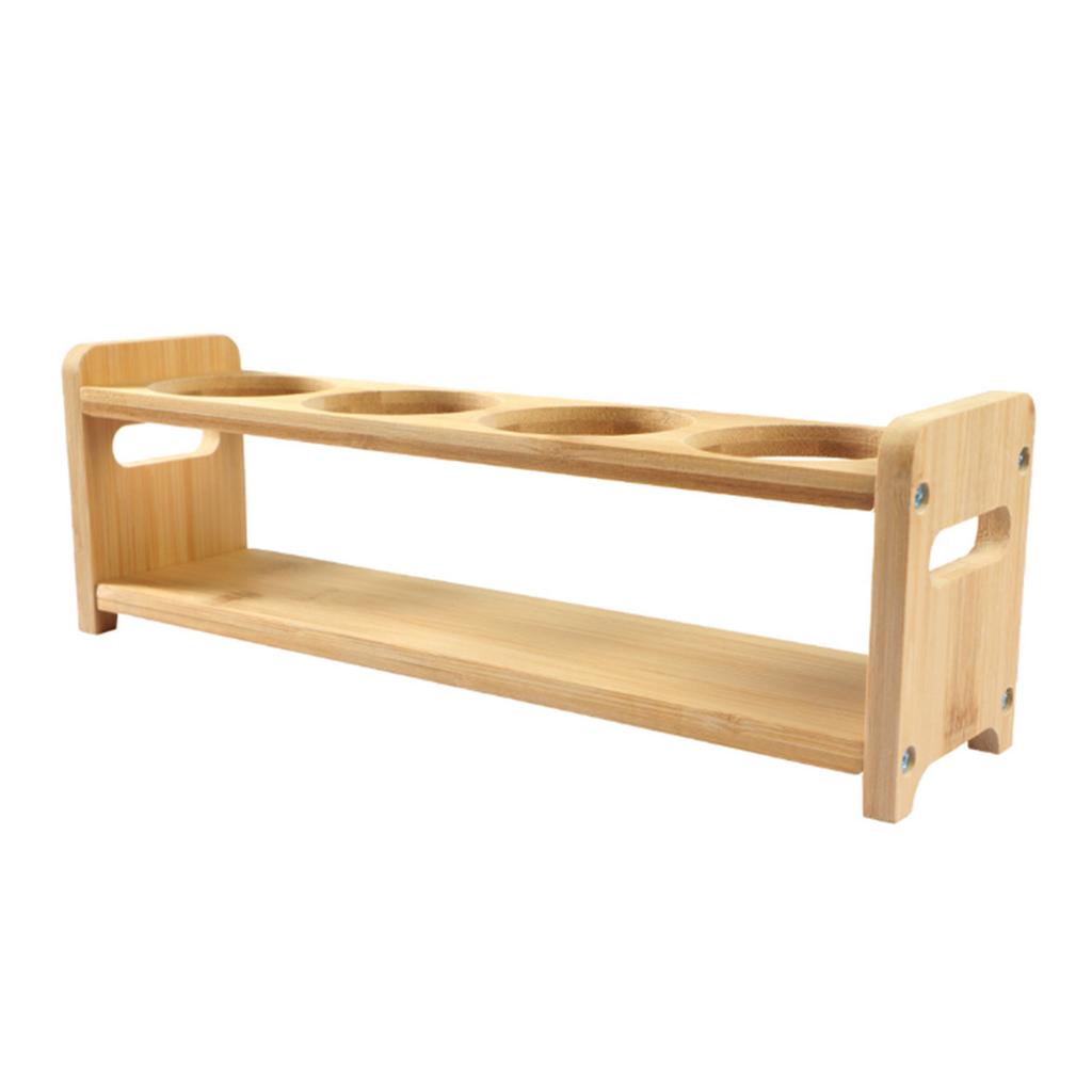 Подставка для хранения приправ из бамбукового дерева с 4 отверстиями, многофункциональная, нескользящая, экономящая место стойка для бутылок с маслом