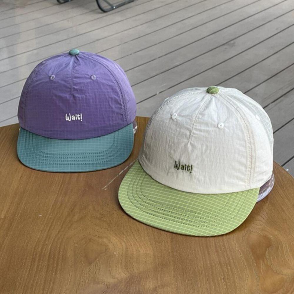 Кепка-бейсболка с коротким козырьком для мужчин и женщин, корейский стиль, цветные блоки, вышивка, дизайн с буквами, подходит для кемпинга, походов на природе
