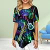 Women Plus Size Ladies Tee Shirts Floral Music Print Loose Casual Tops Female Irregular Summer Clothes