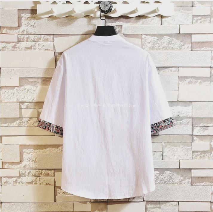 Футболка буддийская мужская в китайском стиле из льна Hanfu Zen