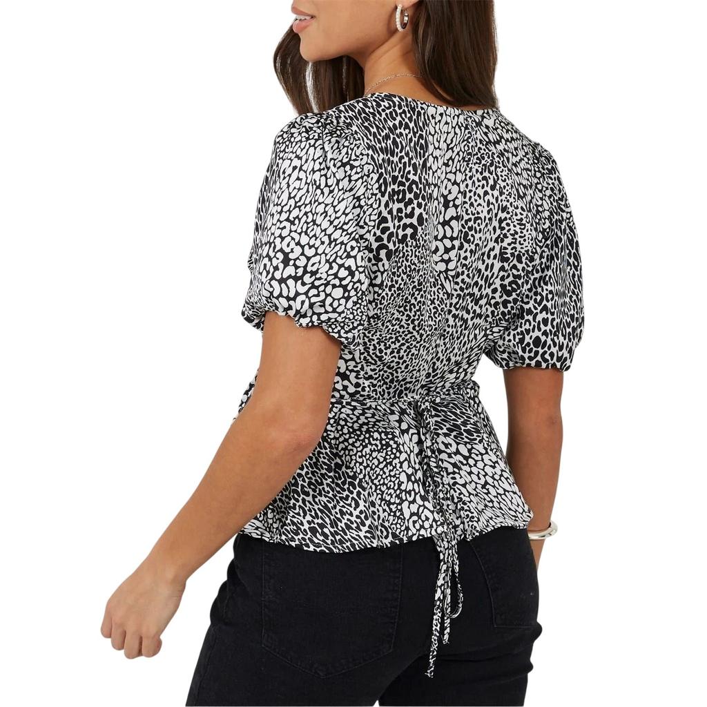 Brave Soul Womens/Ladies V Neck Puff Sleeve Wrap Top