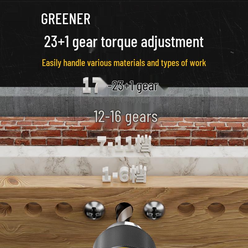 **Green Forest Impact Brushless Lithium Hand Drill: Multi-functional, High Power, Small Household Drill for Wall Chipping and Hole Drilling.**