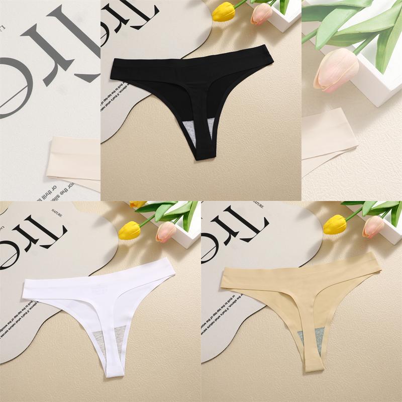 FINETOO 3шт бесшовные женские стринги сексуальные женские трусики шелковое атласное нижнее белье стринги с низкой талией невидимые трусы T-Back Hot