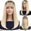 Long Ombre Blonde Wigs for Women Synthetic Hair Straight Wig with Bangs Cosplay Wigs Drag Queen Party Anime Movie Costume Wig