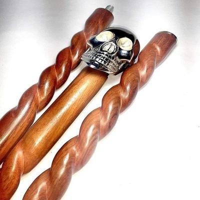 Викторианская латунная деревянная серебряная ручка с человеческим черепом, складная трость 93,98 см, трость ручной работы, подарок