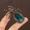 Natural Blue Baltic Amber Gemstone Copper Wire Wrap Spider Pendant 2.56" Y7h01
