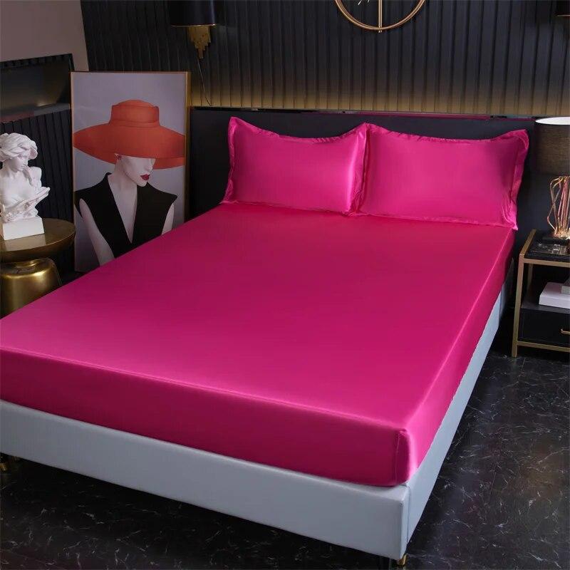 Роскошная атласная простыня, высококачественный однотонный наматрасник с эластичной лентой, простыня 140x200 200x220, подходящая простыня