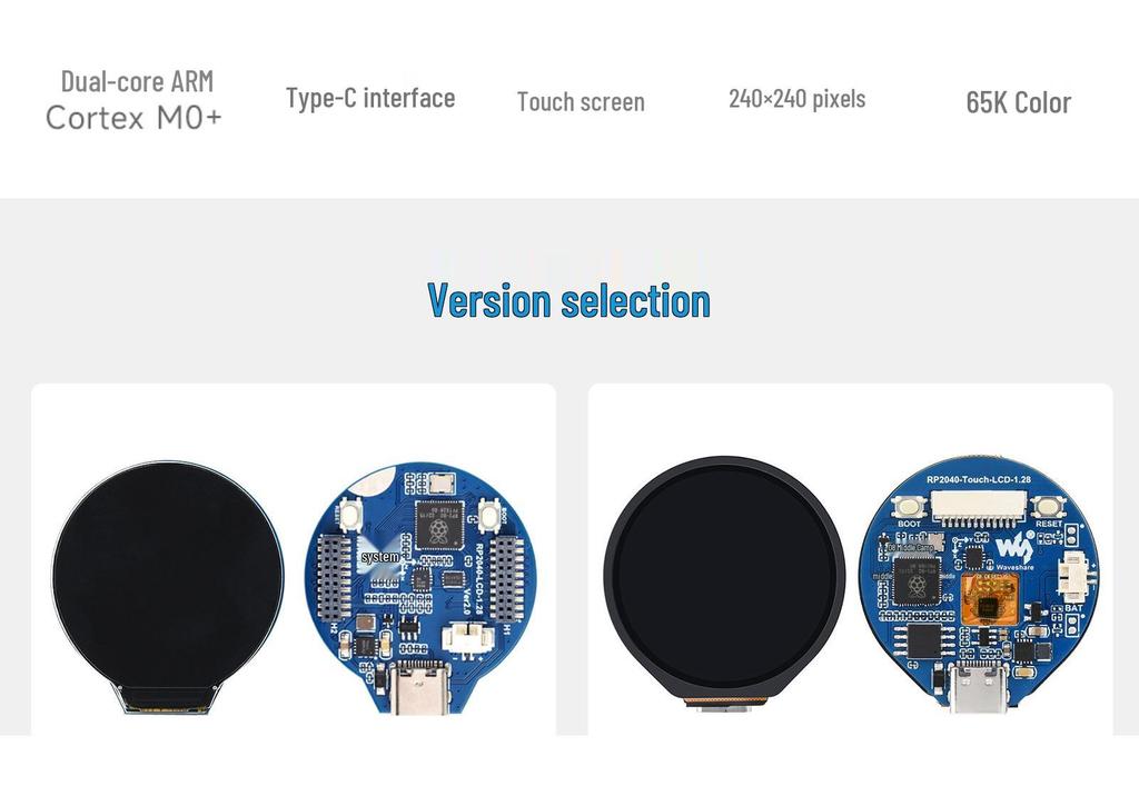 MicroSnow RP2040 Dev Board with 1.28" Round LCD & Sensors for MicroPython