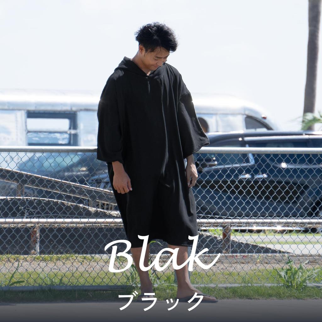 OruTa Surf Размер Изменяющий Средний Полотенце Imabari После Черного Пончо, M, С Капюшоном, Женское и Мужское, Пончо, Теплое, Рукава, Плотное, Ткань, Пляж, Бассейн, Ванна,