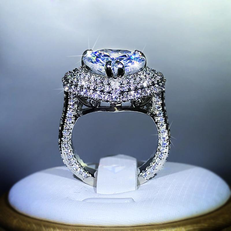 Серебряные романтичные женские кольца для свадьбы в форме сердца с крупным белым цирконом и австрийскими кристаллами для женщин, на День святого Валентина s