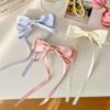 Sweet Bow Ribbon Hair Clip Solid Color Women Hairpin Elegant Satin Bow Hair Clip  Hair Accessory