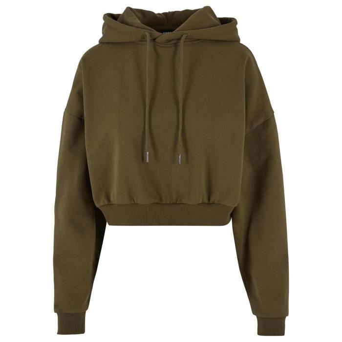 Sweatshirt À Capuche - Urban Classics - Vert Olive - Manches Longues - 100% Coton - Coupe Oversize