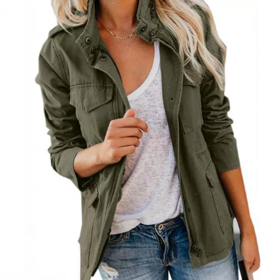 Универсальная женская куртка однотонная с длинным рукавом и лацканами, пальто в стиле бойфренд, верхняя одежда с несколькими карманами
