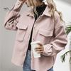 Осень-зима Женская куртка однобортная на пуговицах утолщенный кардиган свободный с длинными рукавами отложной воротник нагрудные карманы верхняя одежда пальто