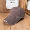 Retro women's cap washed with broken edge burr edge baseball cap big head circumference outdoor sunshade protective hat