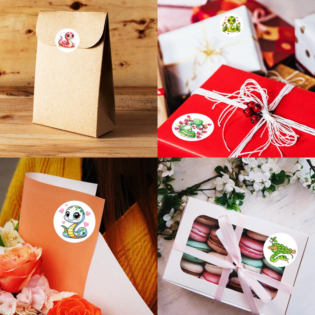 5500 Sheets/roll Cartoon Snake Cute Style Laptop Car Stickers Hand Curtain Decoration Sealing Stickers