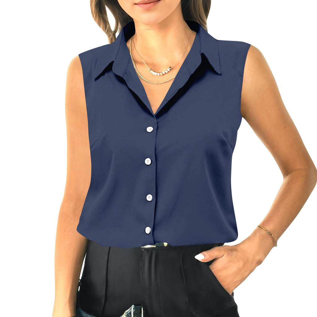Женский летний свободный топ без рукавов с воротником-стойкой