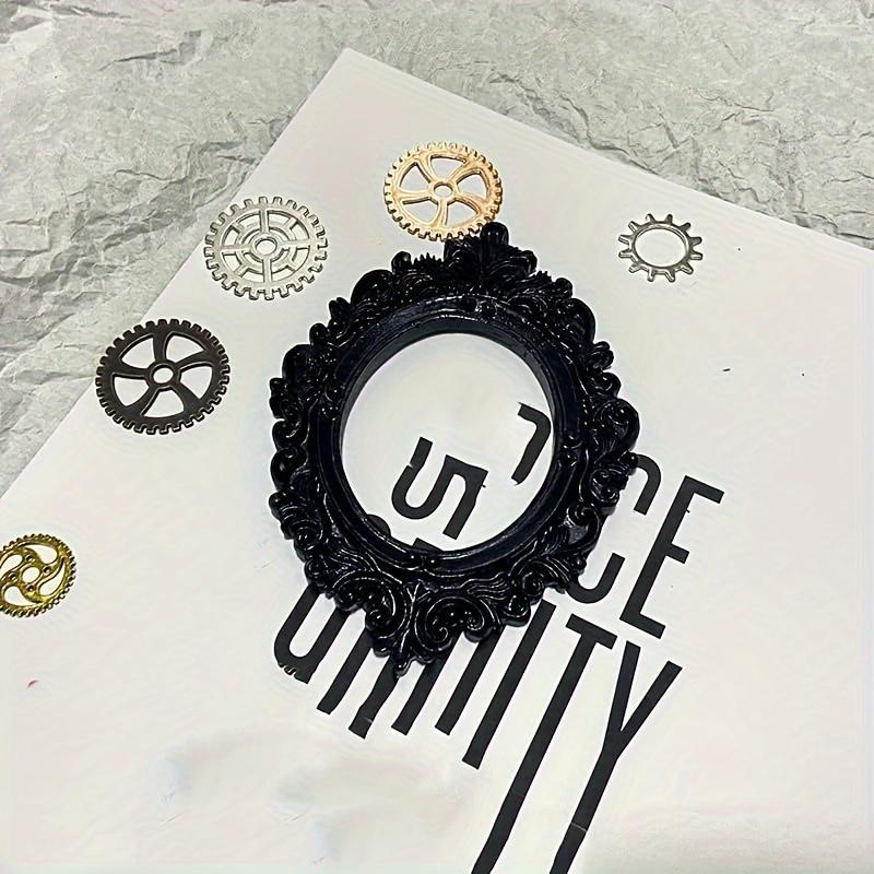 6 шт. Винтажные овальные фоторамки из смолы «Темные элементы» Черные мини-рамки Креативный настенный декор