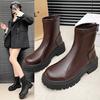 Women's Shoes Short Rubber Winter Round Toe Winter Chunky Heel Fashion Boots Fashionable Spring and Fall
