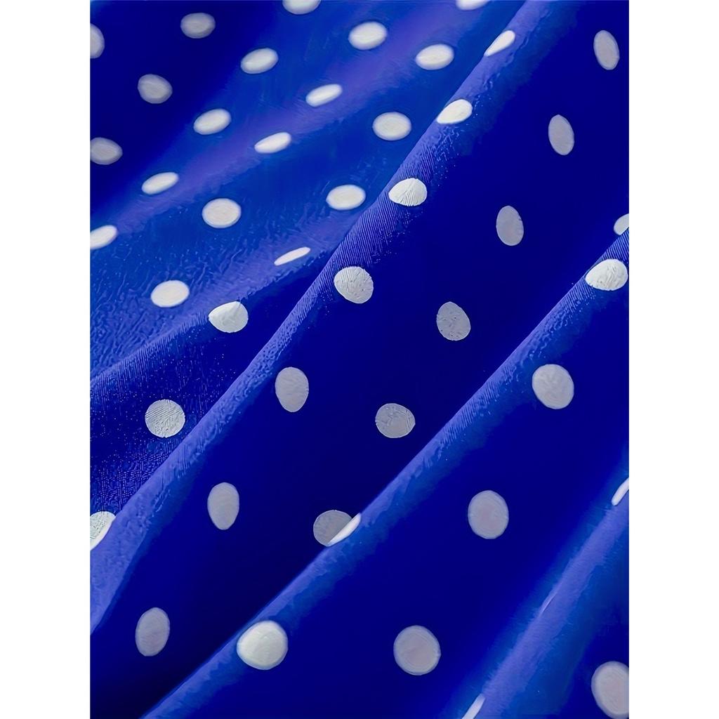 Damska piżama sukienka z krótkim rękawem z okrągłym dekoltem w kropki Wygodna sukienka