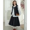 Autumn Literary and Artistic Fungus Edge Plaid Vest + Skirt Set Two-piece Set