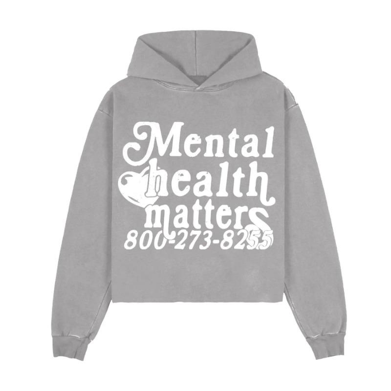 Мужские толстовки с капюшоном Retro Street Mental Health Matters Hoodie и женские толстовки с длинными рукавами Casual Loose Couples Clothing