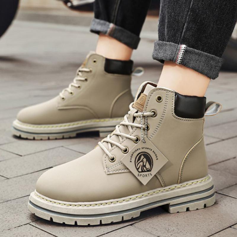 Мужская кожаная обувь, высокие ботинки, модные мотоциклетные ботинки, мужские зимние ботинки, мужская обувь на шнуровке, Botas Hombre, горячая распродажа на весну