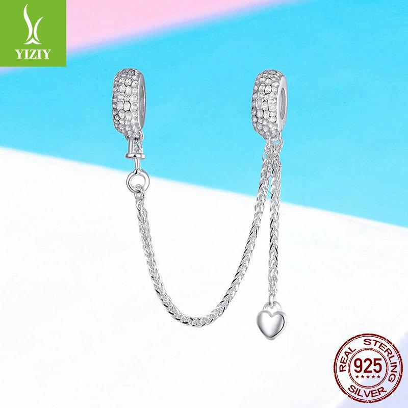 Шарм S925 Стерлинговое Серебро Цепочка Безопасности Стопорный Зажим Коллекция Модный Браслет из Бусин Серебряные Аксессуары