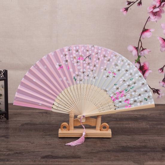 Retro Style Folding Fan Stand Smooth Edge High Stability Wooden Fan Frame