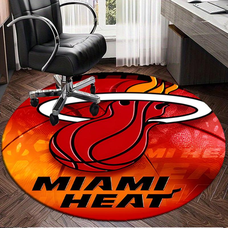 Miami-Heat Basketball Art Round Rug for Livingroom,Bedroom, Palyroom, Chair Rug, Area rug, Circle Carpet, Large Size Fan Christmas gift