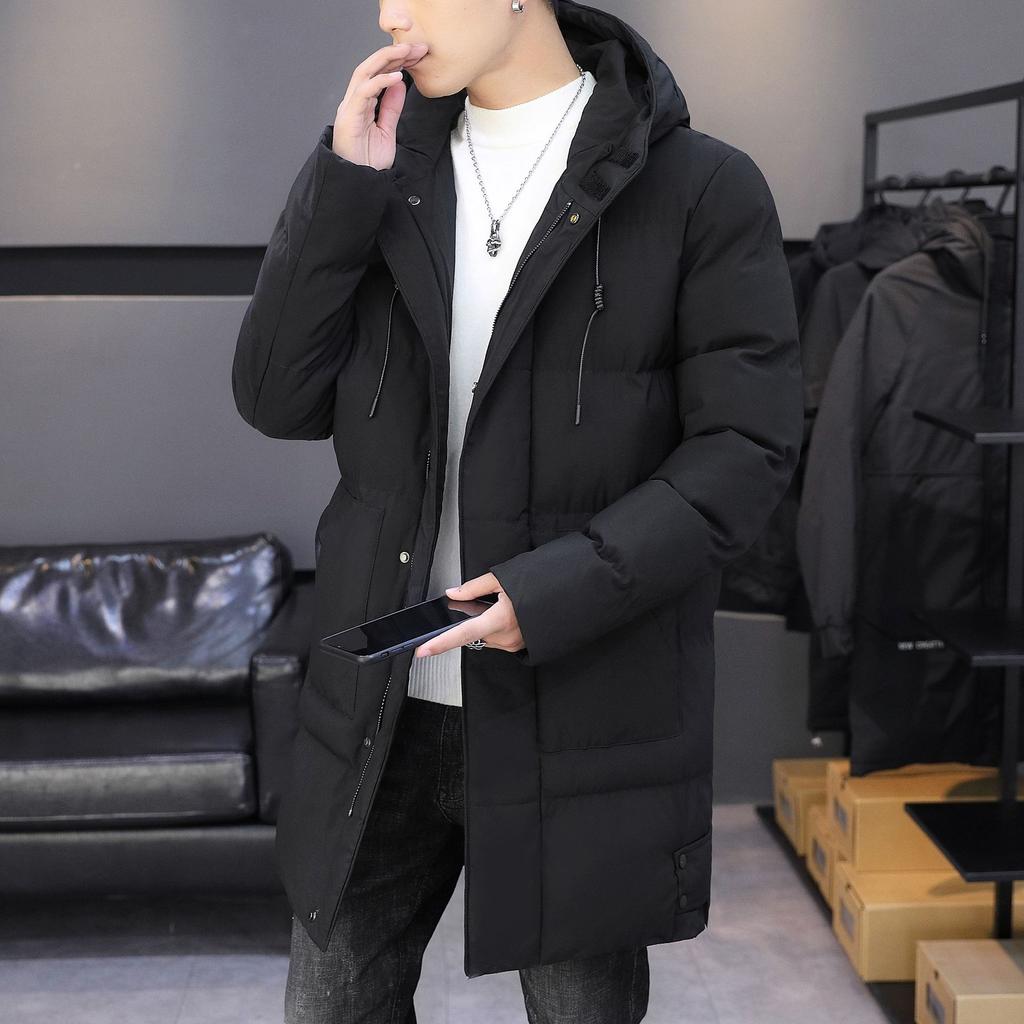 Men's Winter Coat Cotton Clothes Medium and Long Thickened Winter Clothes