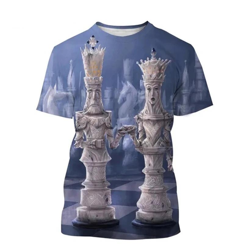 Chess T-shirt 3D Printing Design Fashion O-neck Short Sleeve Multiple Styles Tee Shirts Breathable Soft 2024 Summer y2k Tops