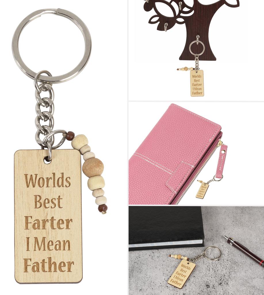 Inkdotpot Смешной брелок для ключей Лучший в мире пердежник Я имею в виду отца Брелок с гравировкой из дерева ко Дню отца Новинка