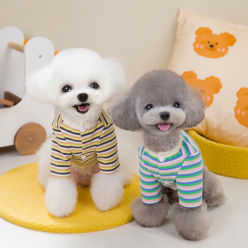 Куртка в полоску для домашних животных, маленькая собака и кошка, осенне-зимняя базовая рубашка, теплая и удобная полосатая футболка, одежда для собак маленьких собак