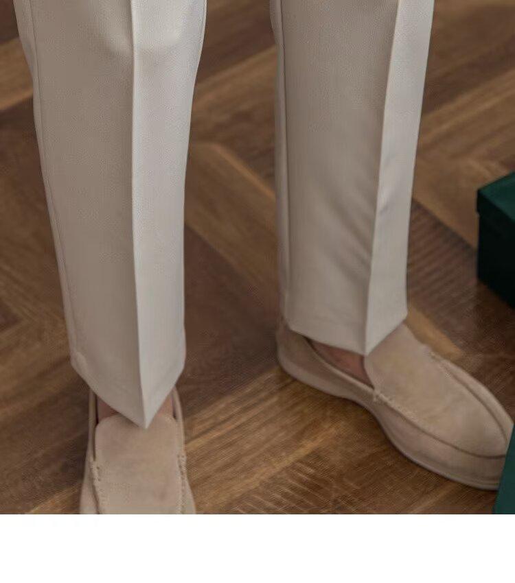 Men's High-Waist Autumn Business Suit Pants, Straight with Paris Buckle, Drape-Free, Easy-Iron, Casual All-Match Style.