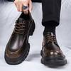 Thick Bottom Men Business Casual Leather Shoe Non Slip Platform Oxfords Shoes Lace-up Formal Dress Footwear Man Walking Sneakers