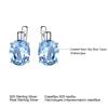 Oval Nano Sky Blue Topaz Gemstone 925 Sterling Silver Clip Earring