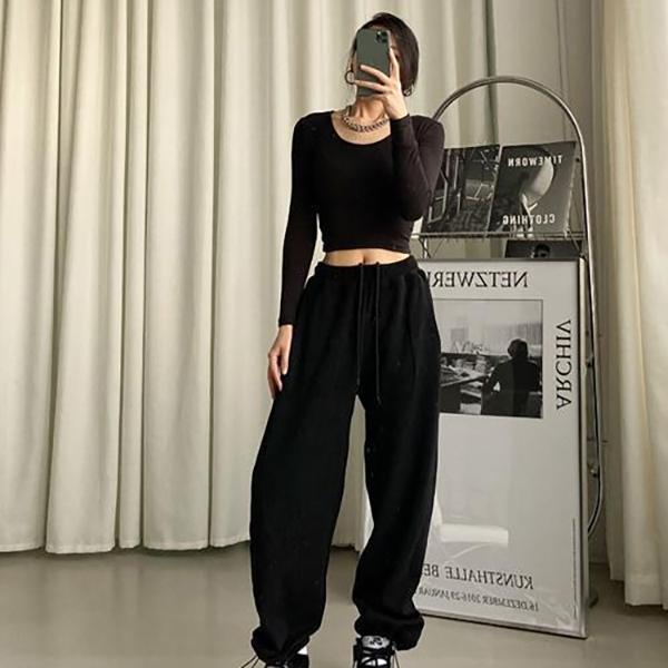 Gray Sweatpants Women Baggy Harem Pants Wide Leg Sweat Pants Oversized Harajuku Joggers Woman High Waisted Black Trousers