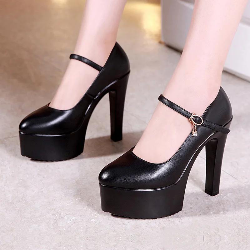 Маленький размер 32-43 Элегантные туфли-лодочки красного и белого цвета для свадьбы, туфли на платформе для женщин 2025, туфли на высоком блочном каблуке для модели, для вечеринки