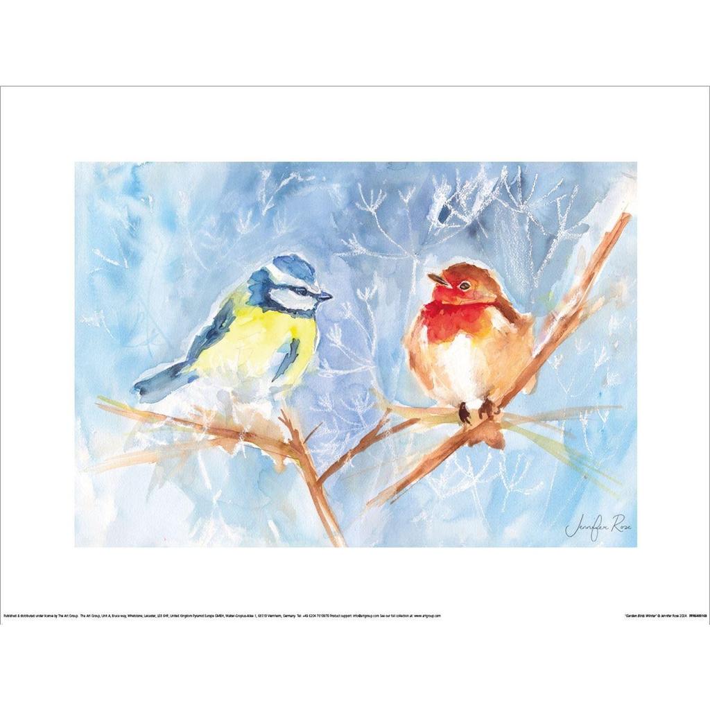 Jennifer Rose Garden Birds Winter Poster