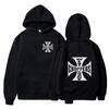 Мужские и Женские Хлопковые Толстовки Плюс Флис West Coast Choppers Логотип Железного Креста Худи Осень и Зима Уличная Повседневная Одежда