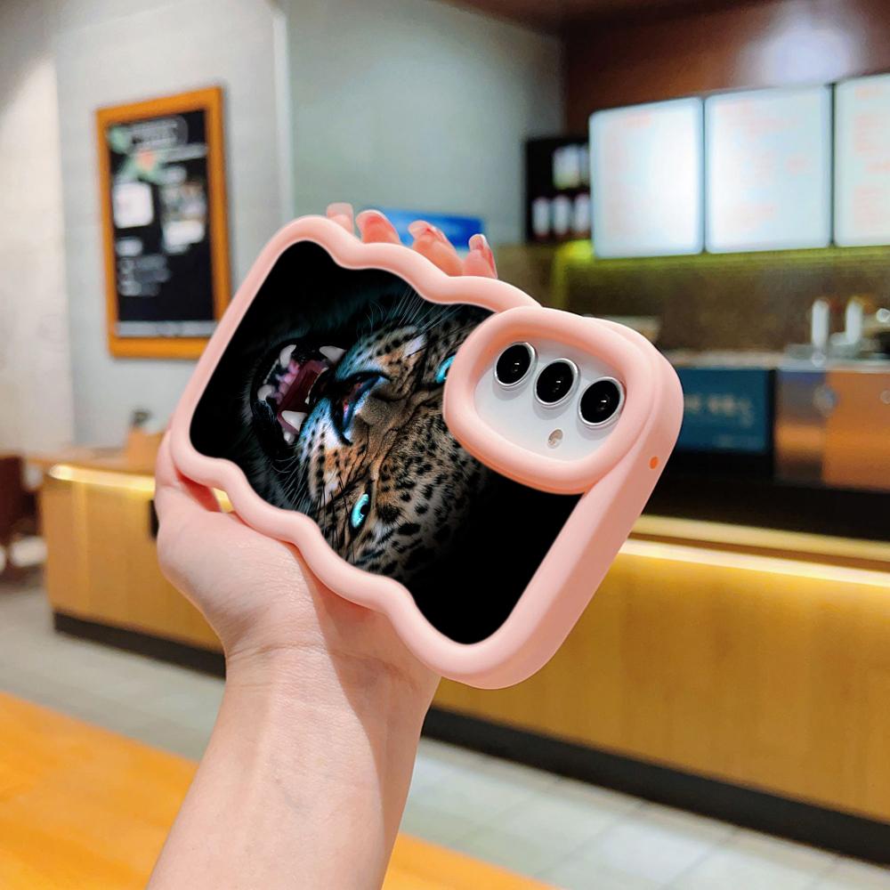 Чехлы для телефонов N96 Tiger eyes design Macaron Wavy Edge для iPhone 16 Pro Max Samsung S24 Plus S23 Ultra A35 A05s Xiaomi Redmi Note 13, противоударный чехол
