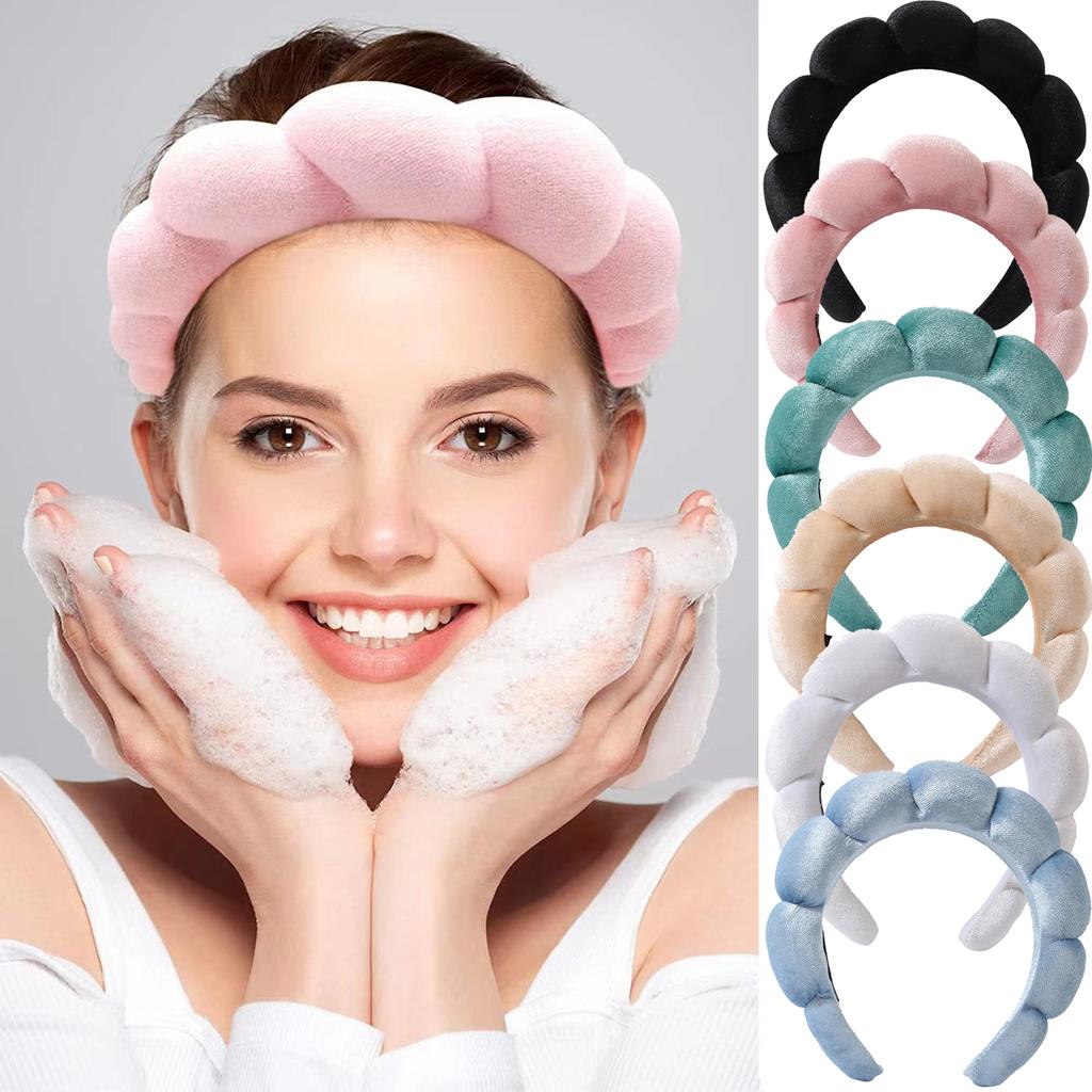 Губчатые повязки на голову для женщин и девочек, пышная повязка для волос, махровая ткань с пузырьками для макияжа, Co Spa, ретро повязка для волос, женские аксессуары для волос, головные уборы
