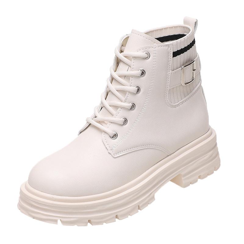 Ботинки Martin женские ботинки 2025 осень и зима толстый каблук новый средний каблук короткие ботинки женские европейские и американские с круглым носком короткие трубы