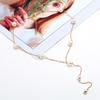 Women Pearl Long Necklace With Water Wave Chain For Wedding And Events Formal